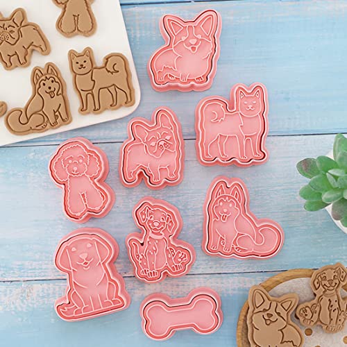 Ausstechform Hund, Hundekekse Ausstecher, 8 Stück Ausstechformen Set Hund, Plätzchen Ausstecher Hund, Kunststoff Keksausstecher Mops Husky Corgi Hundeknochen