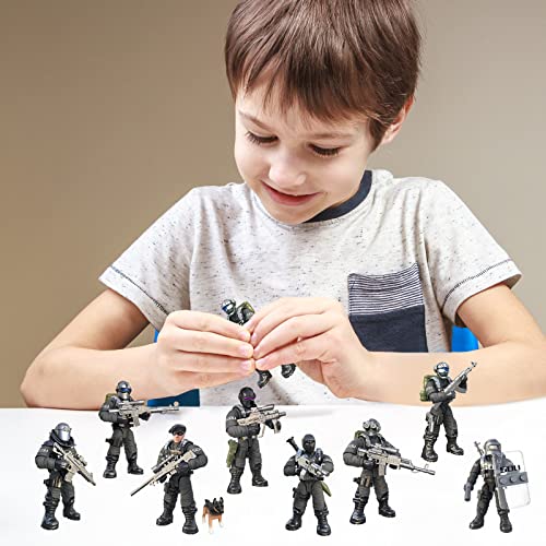Meiest Swat Model Equipment Assembly Building Block Toys,8 Pcs City Police Action Mini-Figures With Multiple Military Weapons Accessories,Party Favors Set #TOP6