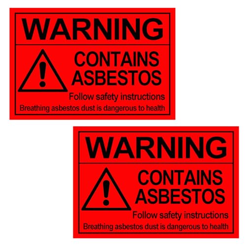 30 Pcs Warning Contains Asbestos Stickers - Self-Adhesive Safety Labels
