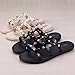 Loizziuy Summer Rivet Sandals Women's One-Strap Flat Bottom Anti-Slip Cool Slippers Fashionable Outdoor Wear (US 8.5,Black,8.5)