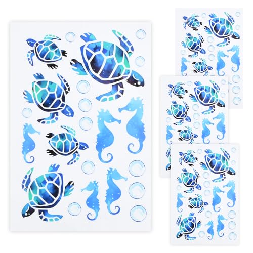 88 PCS Décalcomanie Thème, Autocollants Muraux Tortue de Mer Bleue en Vinyle, Stickers Océan DIY Décoration, Pour Salle de Bain, Chambre D'Enfant, Salon,...