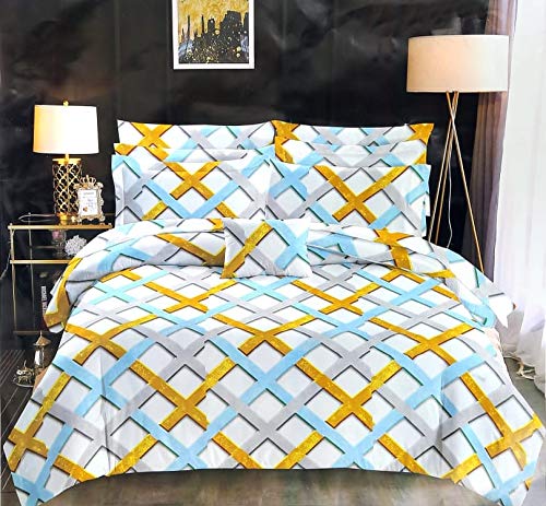 OMAJA HOME Summer Collection - Sábana de cama matrimonial de algodón con 2 fundas de almohada, tela suave, tamaño 274 x 274 cm, paquete de 1