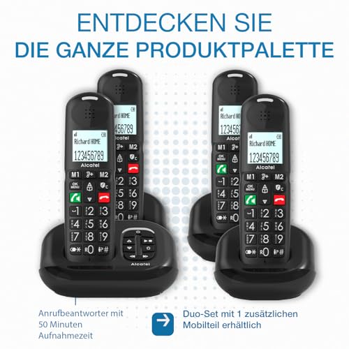 ALCATEL XL685 - Schnurloses Festnetztelefon DECT für Senioren im XL-Format - Hochauflösendes Grafikdisplay - Große Tasten - Audio Boost - Freisprechfunktion - Anrufblockierungsfunktion - Schwarz