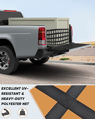 Image of LUCKY STRAPS Tailgate Net for Pickup Truck Bed, 50'' x 15'' Heavy Duty Tailgate Cargo Netting for Small & Mid-Size Truck, Easy-to-use Tailgate Net for Chevy, Ford, Toyota, GMC, Dodge RAM, Jeep (Black)