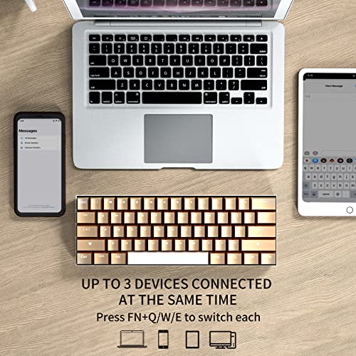 Image of Full Metal Mechanical Keyboards with RGB Backlit, Ultra-Compact Bluetooth 60% Stainless Steel Keycaps Gaming Keyboards Blue Switches Mac PC Computer Keyboards (Rose Gold)