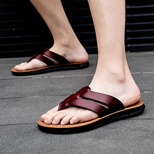 Leather Slippers for Men Hotel Beach Shoes Flip-Flops Men's Shoes Big Size 40-47(Black,45)4