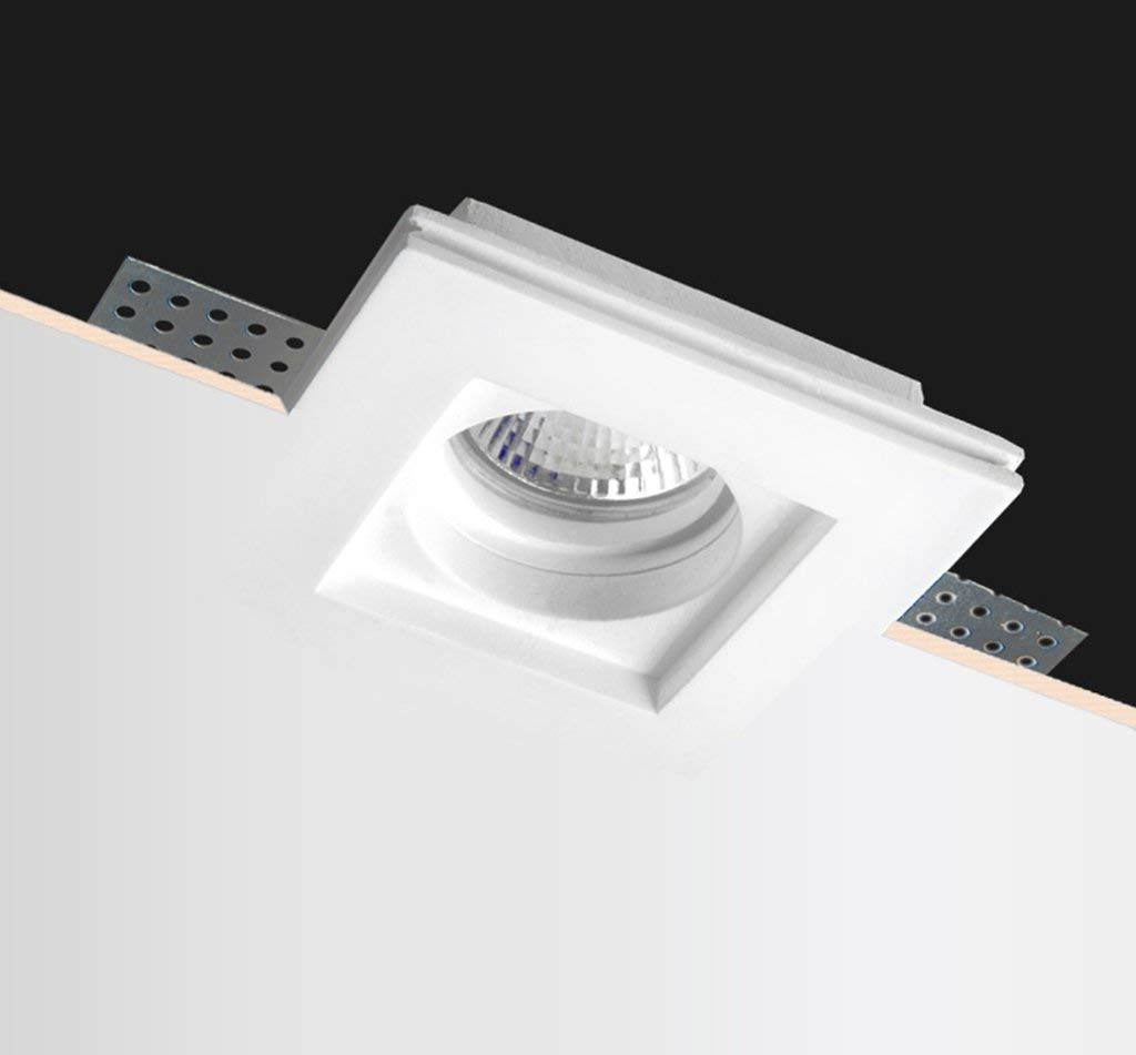 Eurekaled® - 10pz Portafaretto in Gesso CERAMICO da Incasso Quadrato Slim per Controsoffitti