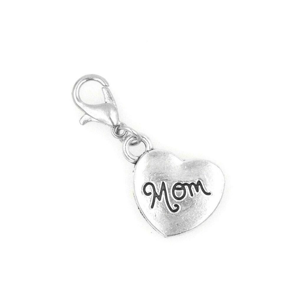 Heart Mom Clip on Charm Perfect for Necklaces and Bracelets 95N