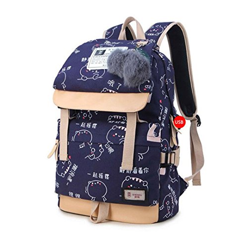 Preisvergleich Produktbild Weibliche Mode Buchstaben gedruckt Usb Notebook Rucksack