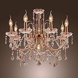 LightInTheBox Elegant Candle Style Crystal Chandelier with 9 Lights Pendent Light Ceiling Light Fixture for Living Room Gold Color Bulb Not Included