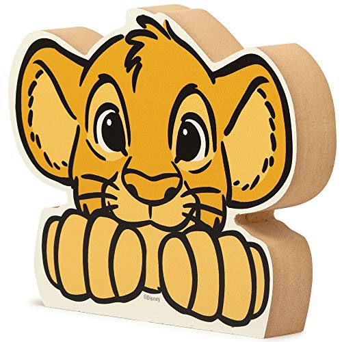 Image of Disney The Lion King Simba Head Shelf Sitter Decor | Chunky Wood Block Cutout for Kids' Bedroom, Play Room or Nursery