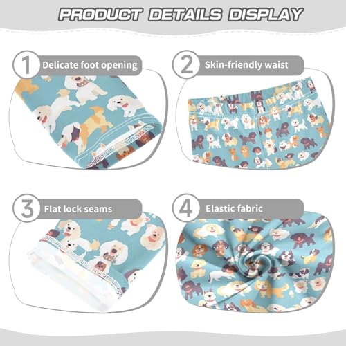 KLL Cute Dogs Little Girls Leggings Casual High Waisted Dance Pants Gym3