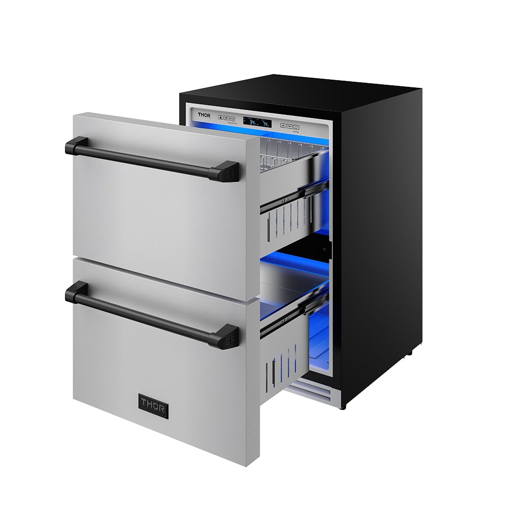 Thor Kitchen 24 Inch Undercounter Built-In Or Freestanding Drawer Refrigerator – Stainless Steel/Black | Gordon Ramsay Series on Fridge.com - View 6