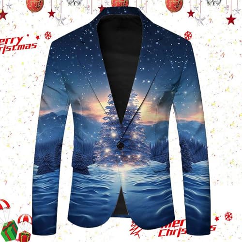 Blazer d'affaires de Noël à impression 3D amusante et coupe slim - 2