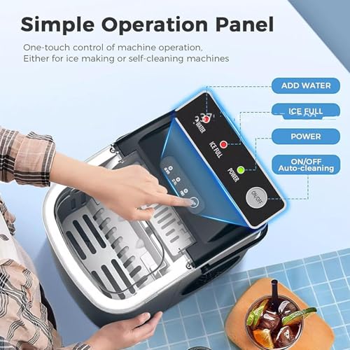 Fabricadora de hielo de sobremesa, 26,45 lb/24 h, 9 cubos en 6 minutos, máquina portátil con función de autolimpieza, ideal para cocina doméstica miniatura 4