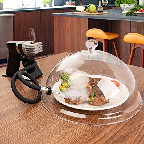 NEXT-SHINE Smoke Infuser Food Dome Cover 12 inch Plastic Lid Work for Plates Glasses Bowls with GM1100, Smoking Gun Specialized Accessory for Meat Cocktail Drinks BBQ - Thumbnail 5