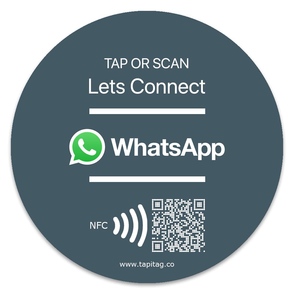 TAPiTAG Connect with us on Whatsapp PVC Tag NFC & QR Code 70mm