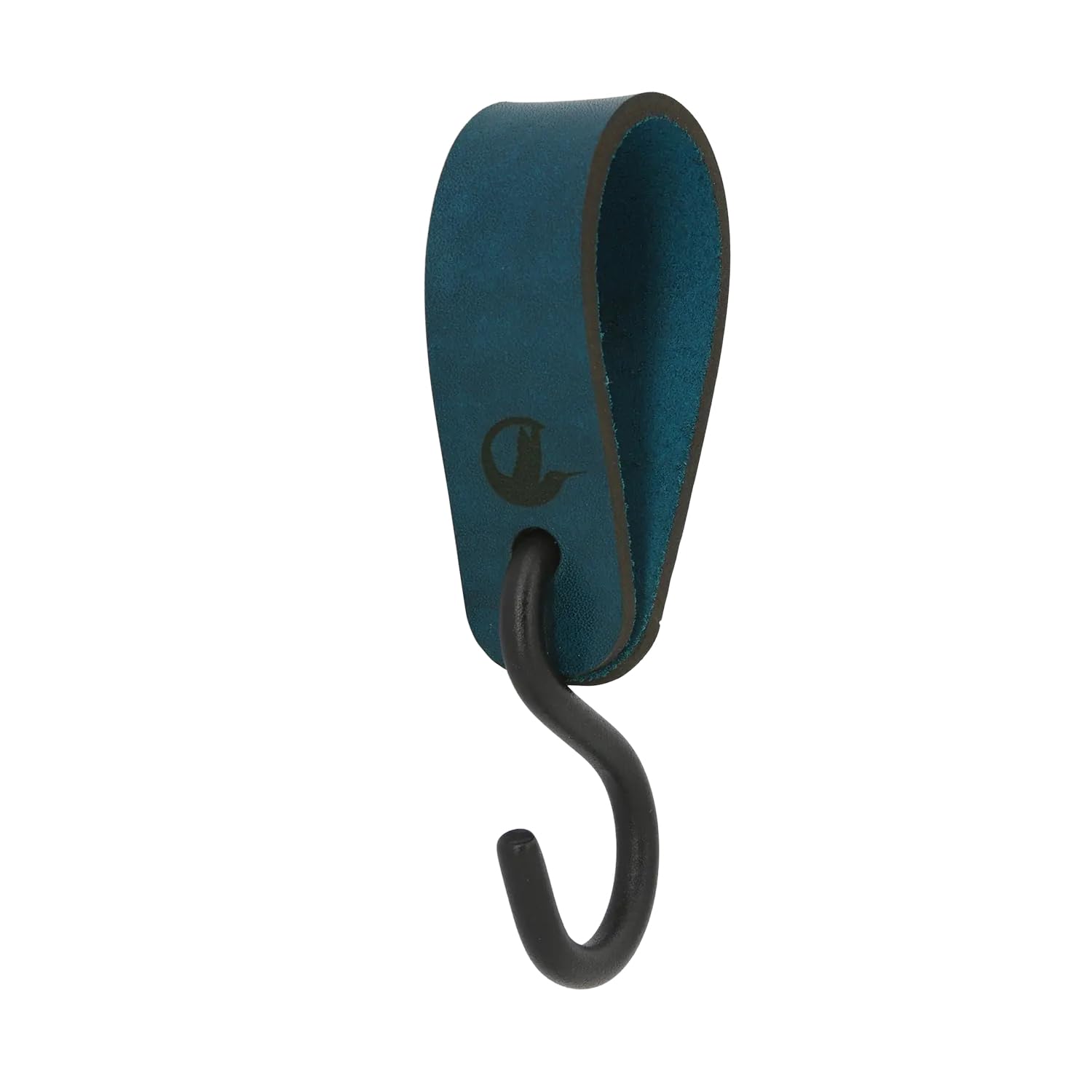 Leder S-Haken, 5er-Set, Geschirrleder mit Edelstahlhaken, für Garderobe und Kleiderstange, rund und eckig, blaugrün