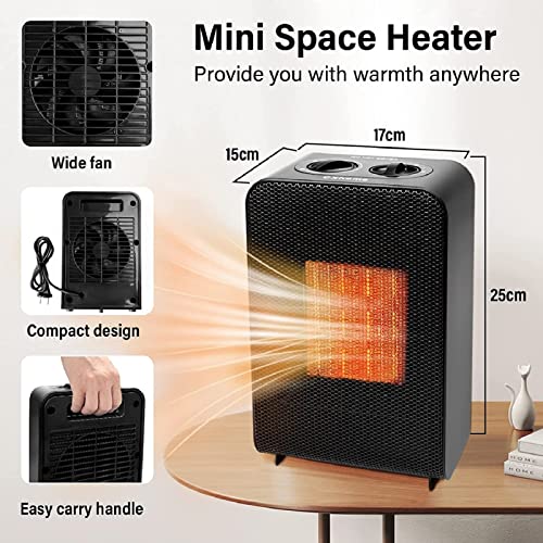 CXhome Ventilatorkachel, energiebesparend, keramiek, 2000 W, met 2 snelverwarming, bescherming tegen kantelen en oververhittingsbeveiliging, 3 modi, elektrische verwarming voor badkamer, kantoor, woonkamer - Afbeelding 7