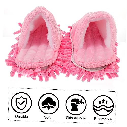 Cabilock 1pair Furry Stripes Floor Cleaning Slippers Detachable Microfiber Mopping Slipper for Women for Effortless Dust and Dirt Removal2