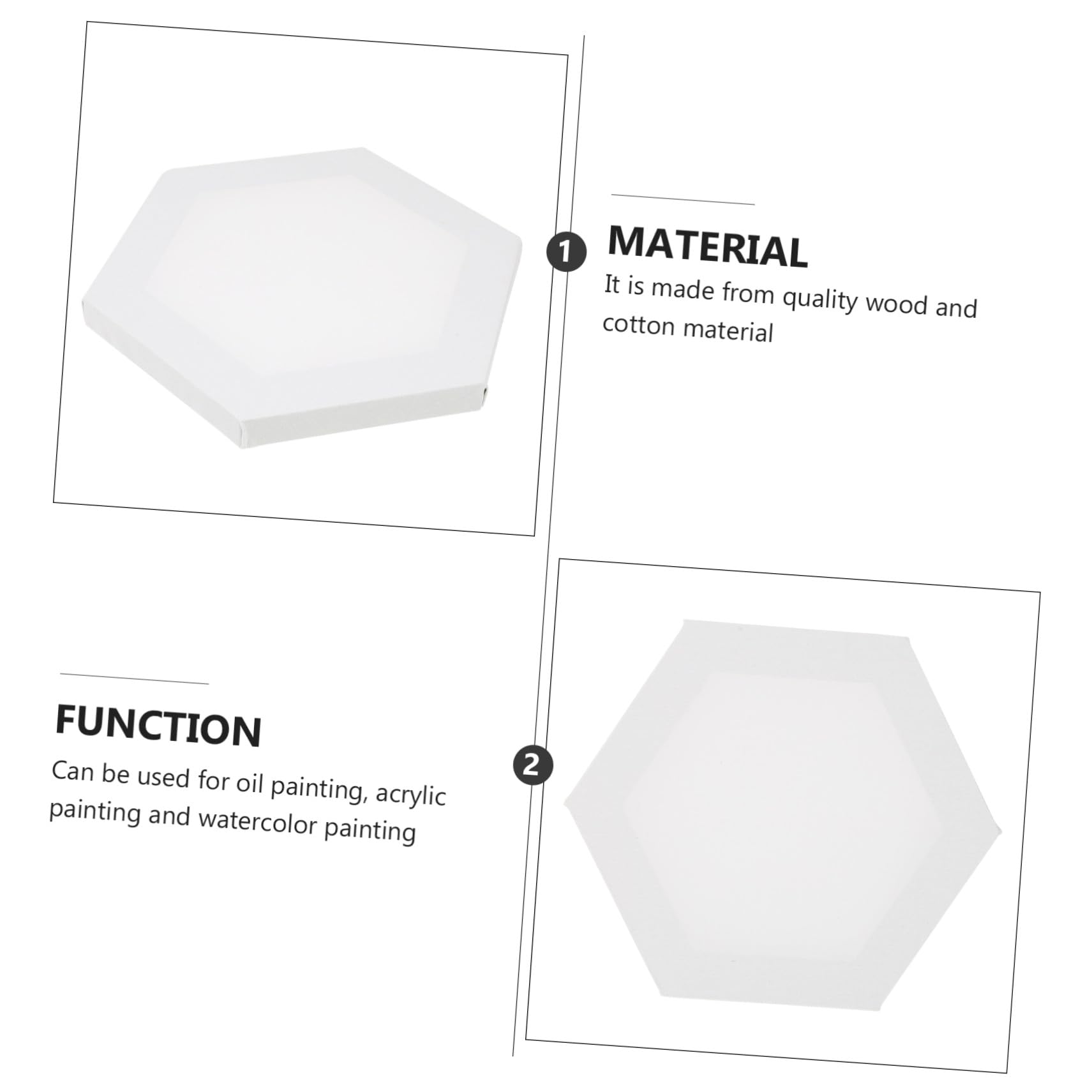 Angoily 3 Cadres Hexagonaux Toile à Peindre 40 Cm, Panneau Tableau Vierge pour Artistes, Peinture Soi-même, Cadre Toile Tendue, Loisirs Créatifs, Décoration Murale, Usage Artistique