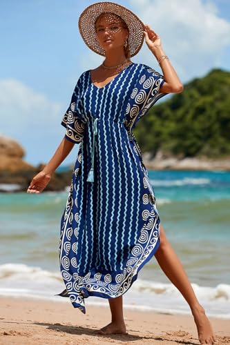 Image of Women Beachwear Long Beach Coverups Kaftan Casual Caftan Dress