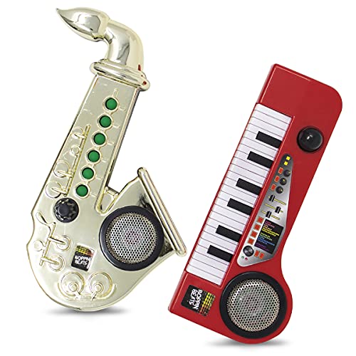 CandyRific Boppin Beats Handheld Musical Instruments: Keyboard and Saxophone Combo Set Kids Toys - Compact Play Mode and Sounds for Boys & Girls