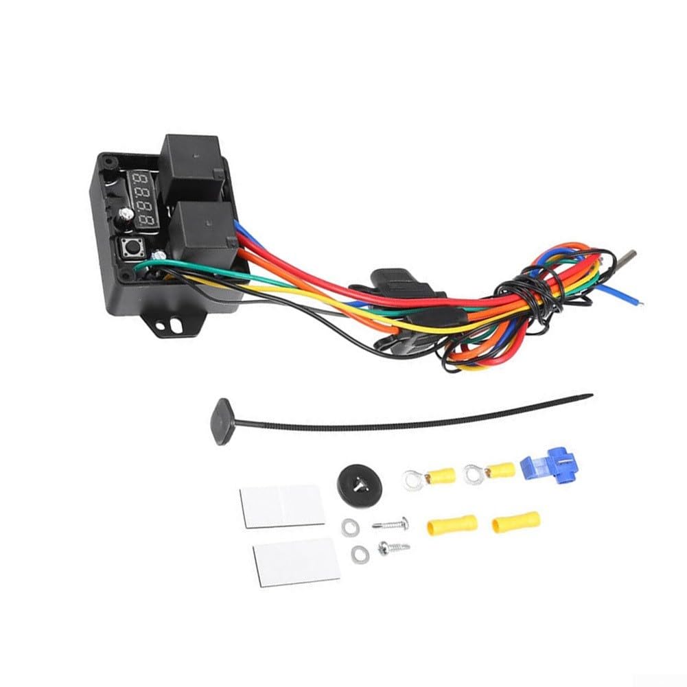 Kit di commutazione della ventola termostato digitale 12V con temperatura regolabile per moto e veicoli elettrici, kit di installazione semplice con cablaggio,