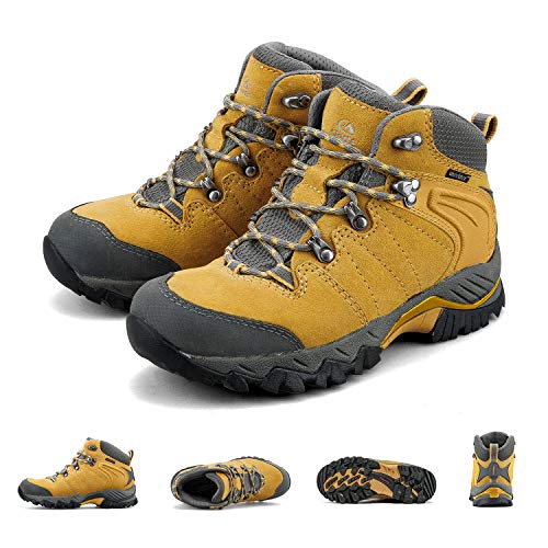 Clorts Women's Classic Hiking Boots Waterproof Suede Leather Lightweight Hiking Shoes Yellow US Women Size 8.5 Medium Width - Thumbnail 6