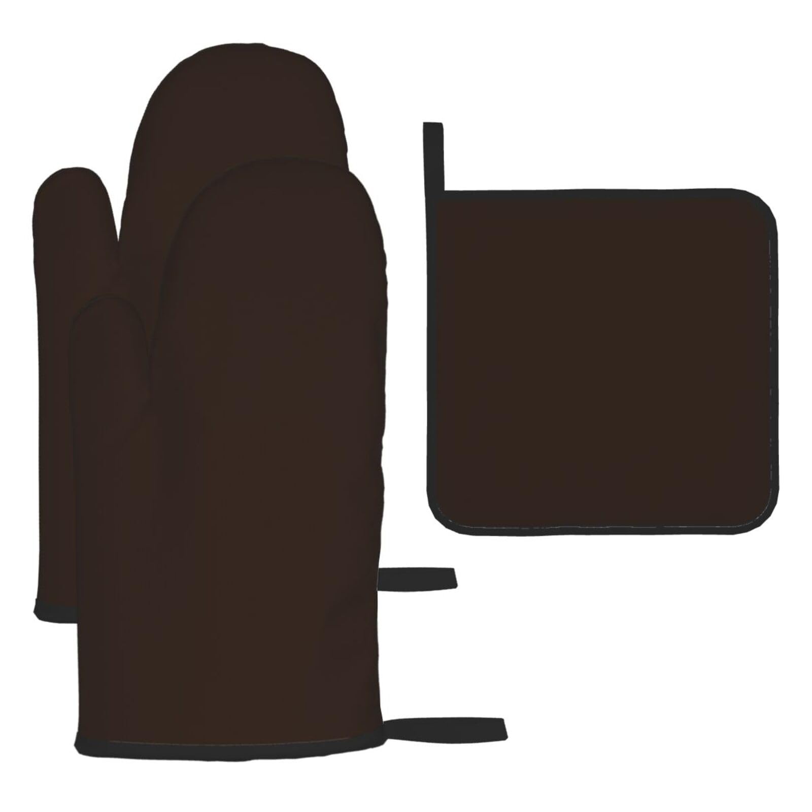 Chocolate Oven mittens and oven mitts three-piece set suitable for oven, grilling, baking, microwave and home cooking.