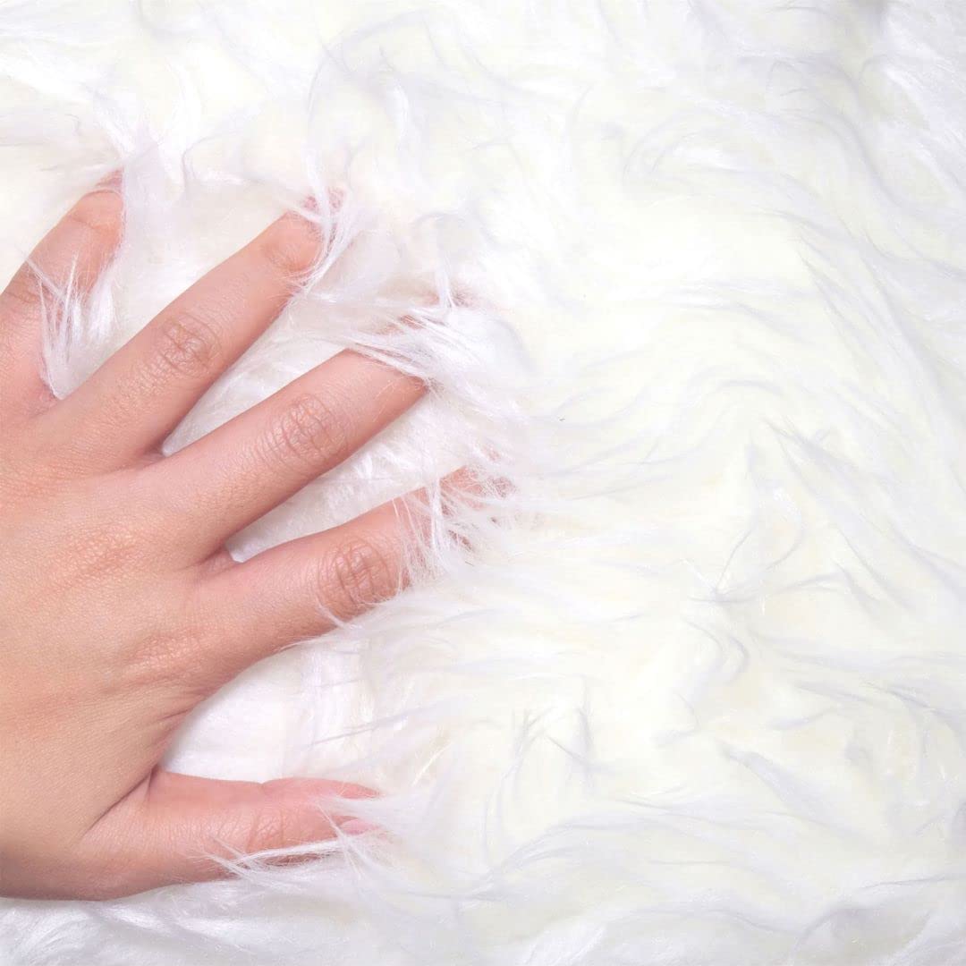 Faux Fur Fabric Craft Fur for Crafts,Gnomes,Costume,Fursuit,Decoration(10x10 inches,White)