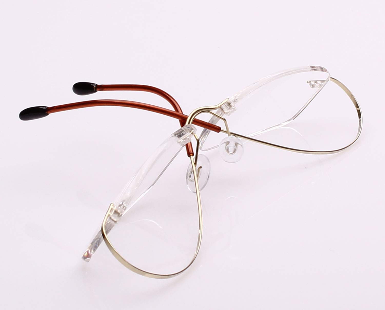 Agstum Reines Titan randloser Rahmen optische Scharnierbrille für Damen und Herren, gold, M