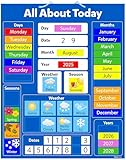 Interactive Kids' Magnetic Calendar 'All About Today' Board 32x40cm – Durable Educational Tool with Strong Magnets, Customizable Spare Pieces, Wipe-Clean Surface & Hanging Loop for Home/School