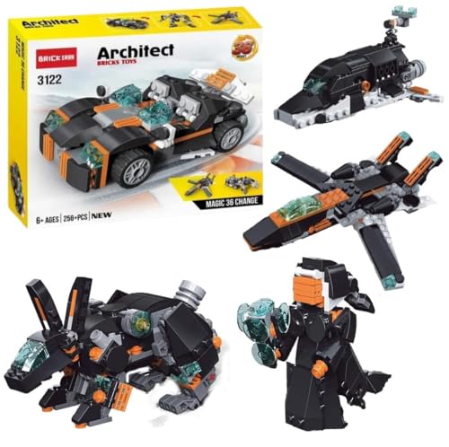 Image of Galaxy Hi-Tech 36-in-1 Magic Building Blocks Set 256+ Pieces Creative Construction Toy for Kids |Includes Instruction Manual Ideal for Boys & Girls Ages 6+ DIY Brick Robot, Car, Jet, Ship Models