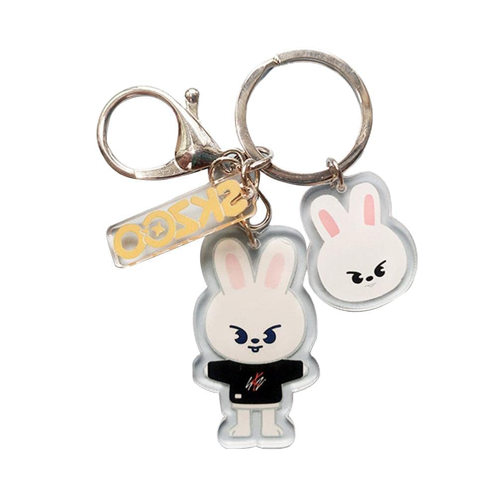 Cartoon Keychain for Kids, Stray Kids Keychain Cute Animal Pendant, Acrylic Double Sided Pattern SKZ Backpack Pendant