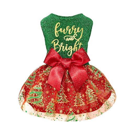 Fitwarm Furry and Bright Dog Christmas Outfit, Sparkly Pet Holida...