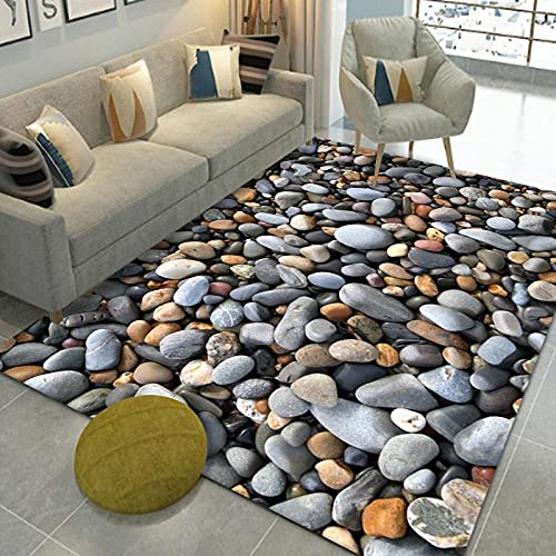 QWFDAQ Teppich Graubrauner Steinoptik 3D Teppich Wohnzimmer 120 x 170 cm Carpet- Teppich I Wohnzimmer Kinderzimmer Schlafzimmer Flur Läufer I rutschfeste Unterseite