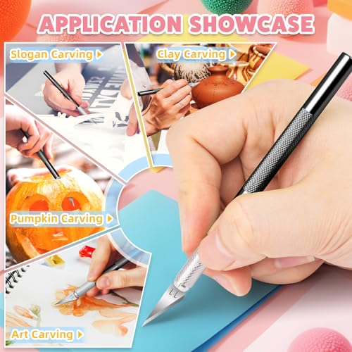 Image of 55 PCS Exacto Knife Set, 5 Piece Craft Knife and 50 Additional SK5 Blades, Hobby Knife for Miniatures, Professional Exacto Knife for Crafting, Precision Knives for Crafts
