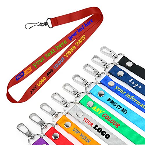 TEMEITE Cordones personalizados con llavero, soporte de identificación personalizado con foto, nombre, logotipo, texto rojo