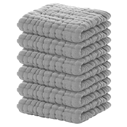 Image of Yoofoss Muslin Baby Washcloths 100% Organic Cotton Face Towels 6 Pack Wash Cloths for Baby 12x12in Soft and Absorbent Baby Wipes (Grey)