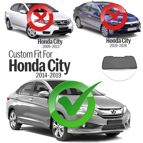 Image of Autofact Dicky Curtain for City 2014-2019 | Custom Fit Rear Windshield Sunshade | Foldable Mesh | Privacy & Cooling Car Accessory | Car Rear Sun Shade UV Block Easy Install Durable Black Mesh