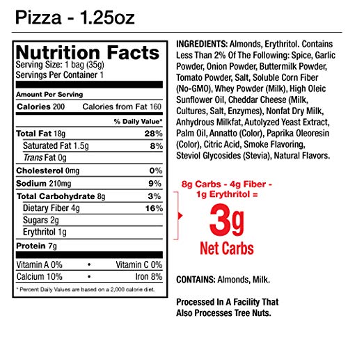Legendary Foods Pizza Flavored Almonds | Keto Friendly Low-Carb Snacks | High Protein, Fat, Potassium & More | Ideal Gluten Free Snacks for Post-Workout or Keto Diet (1.25oz, Pack of 12)