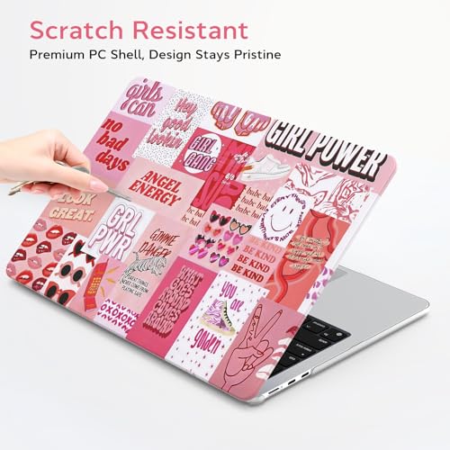 Image of B BELK for MacBook Air 15 inch Case M5 /M4 /M3 /M2 /M1 2026 2025 2024 2023 | Pattern Hard Shell Case with Keyboard Cover & Screen Protector, Model A3448 A3241 A3114 A2941, Girl Power Pink Collage