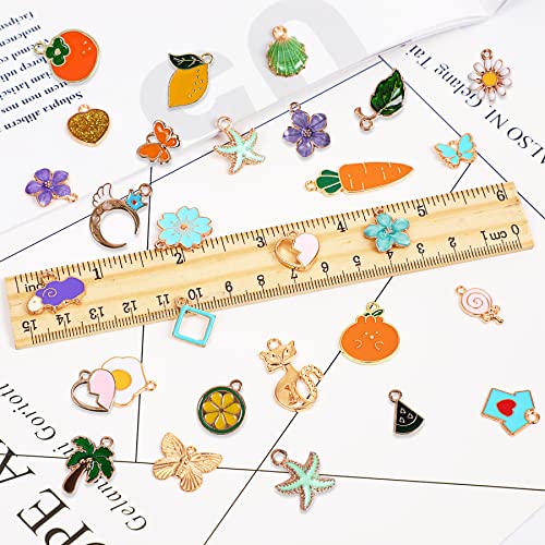 SANNIX 200Pcs Bracelet Charms for Jewelry Making Earring Charms Gold Plated Enamel Pendants Make, multicoloured - Image 3