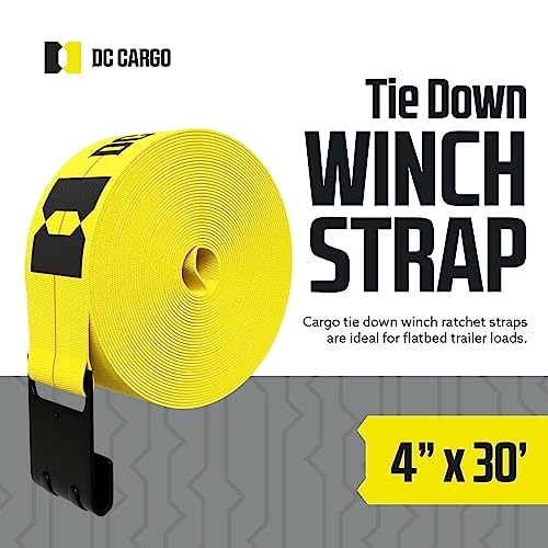 DC Cargo Mall Truck Straps, 4 inch X 30' Straps for Flatbed Trailer Heavy Duty Tie-Downs w/Flat Hooks (10-Pack) 16,500 lbs Break Strength, WLL# 5,500 lbs