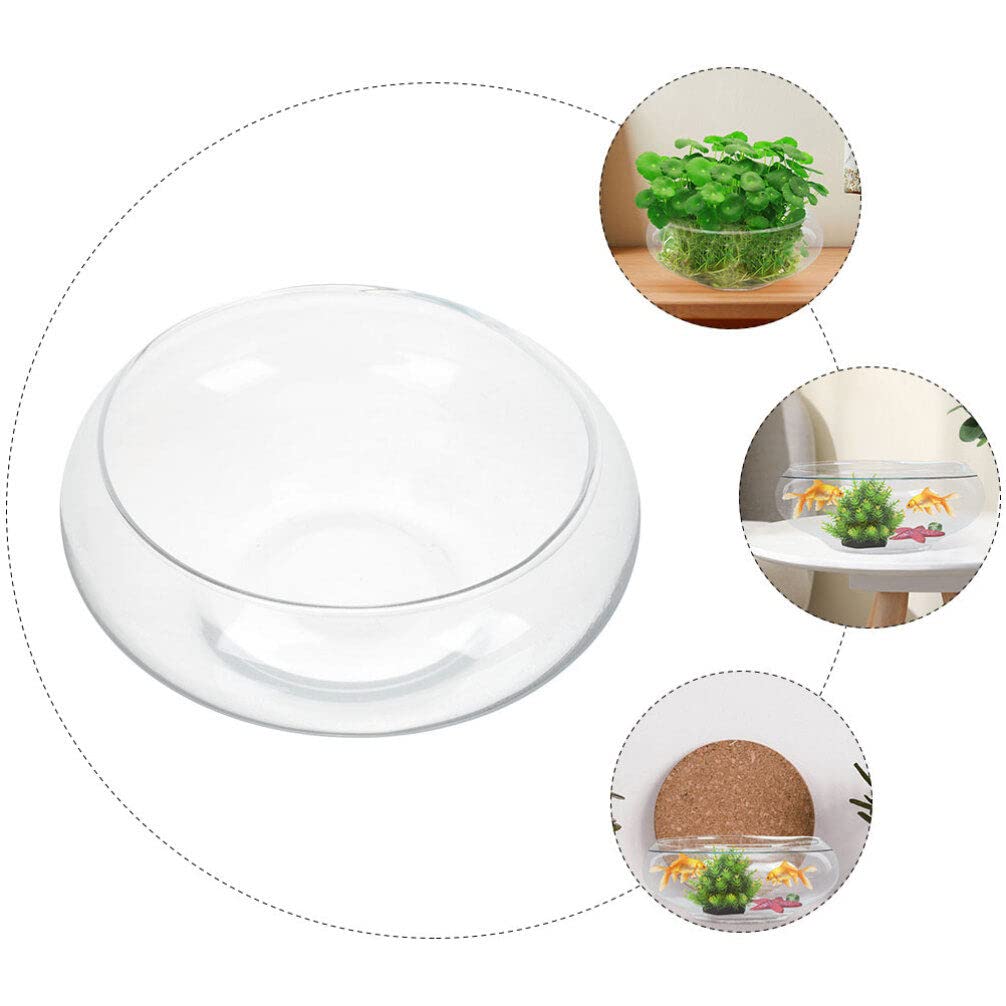 Vase Bol à Poissons Transparent Bol à Bulles Conteneur Plastique Arrondi et Bas Pot pour Plantes Aquatiques Pot pour Jonquilles Hydroponique pour Aquarium
