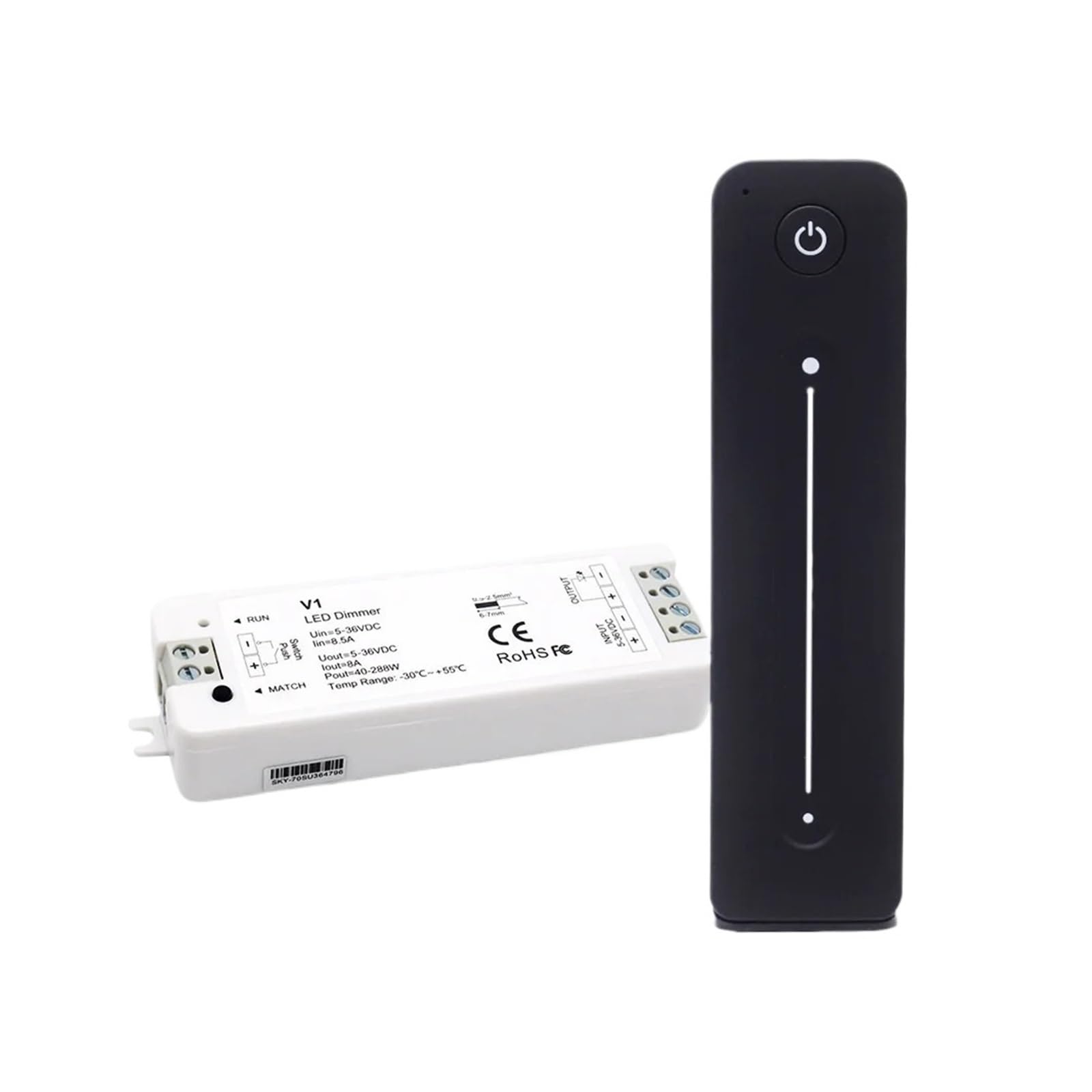 Atenuador LED 12V 5V 24V 36V 8A Interruptor PWM con control remoto táctil de ajuste de brillo 2.4G, adecuado for tira de luz LED de un solo color V1(Push Switch Only)