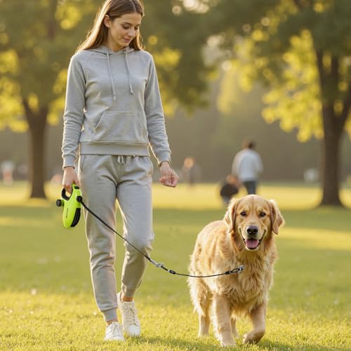 Pecute Hundeleine 8m, Verbesserte Kausichere Rollleine für Hunde, EIN-Knopf-Steuerung & Verwicklungsfrei, Robuste Nylonleine mit Reflektorstreifen, Hundeleine für Mittel & Große Hunde bis 50 kg