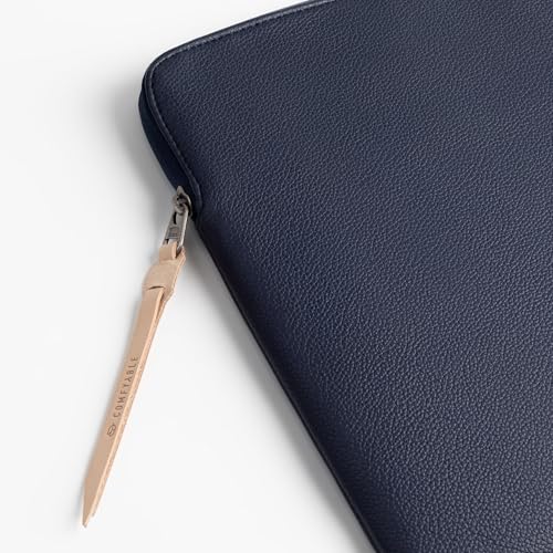 Image of Comfyable Leather Laptop Sleeve Compatible with MacBook Pro /Air, 16 /15 Inch Computer Sleeve, Mac Travel Case, Laptop Protective Pouch, Leather Laptop Cover M4 /M3 /M2 /M1 2024-2021, Blue