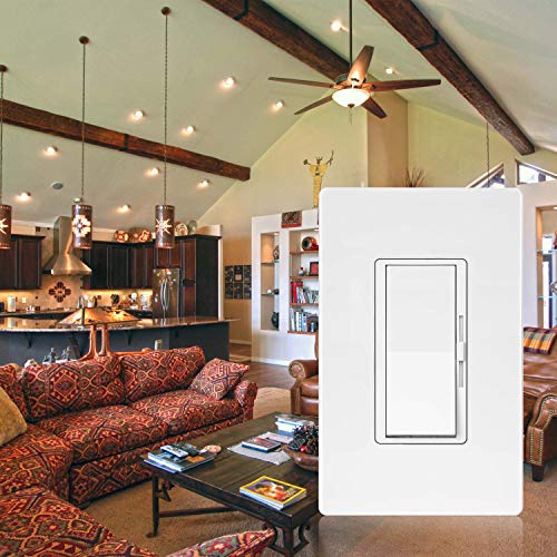 10 Pack - ELECTECK Single Pole/3 Way Dimmer Light Switch for Dimmable LED/Halogen/Incandescent Bulbs, Universal Lighting Control, Screwless Wallplate, UL Listed, White - Thumbnail 7